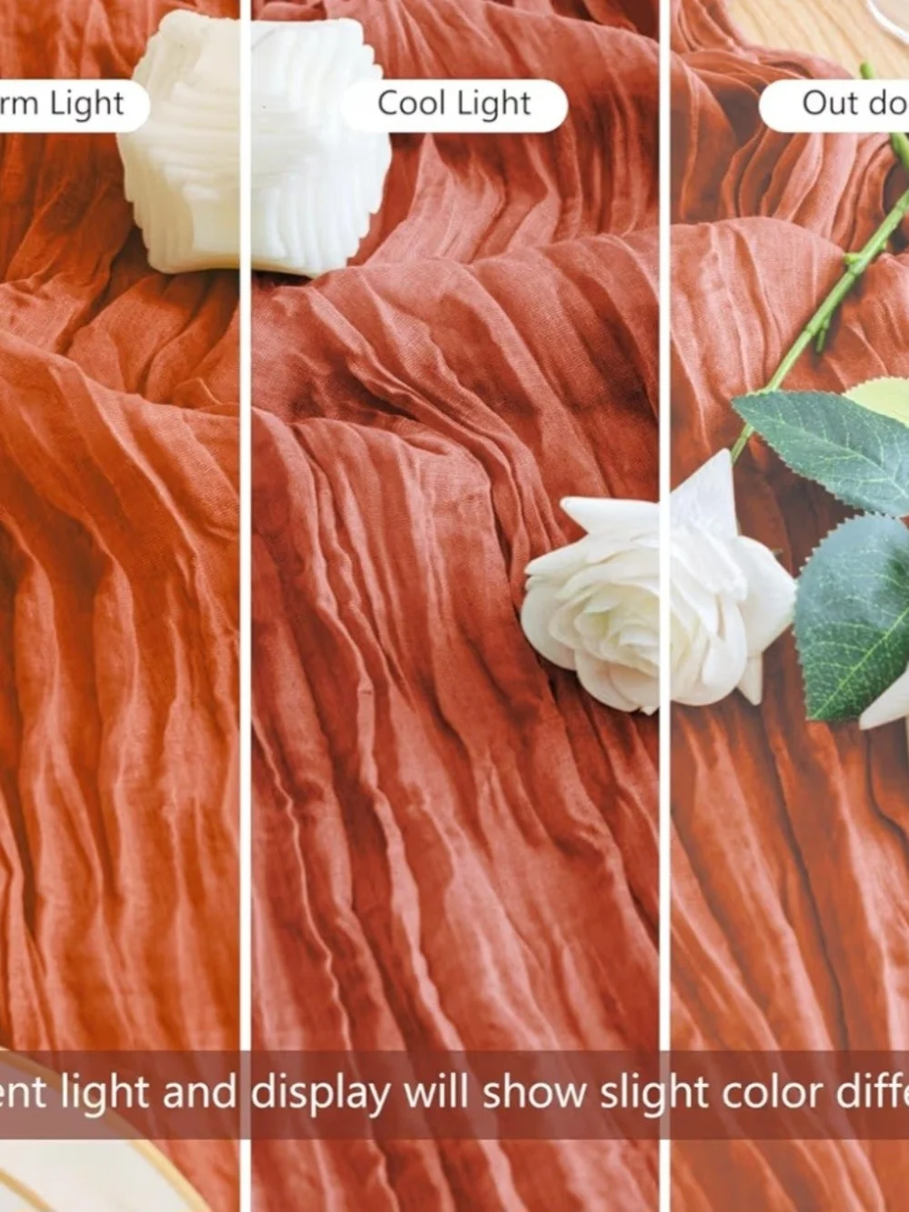 6PCS Table Runner Cheesecloth 10FT Terracotta Boho Gauze Sheer Table Runner